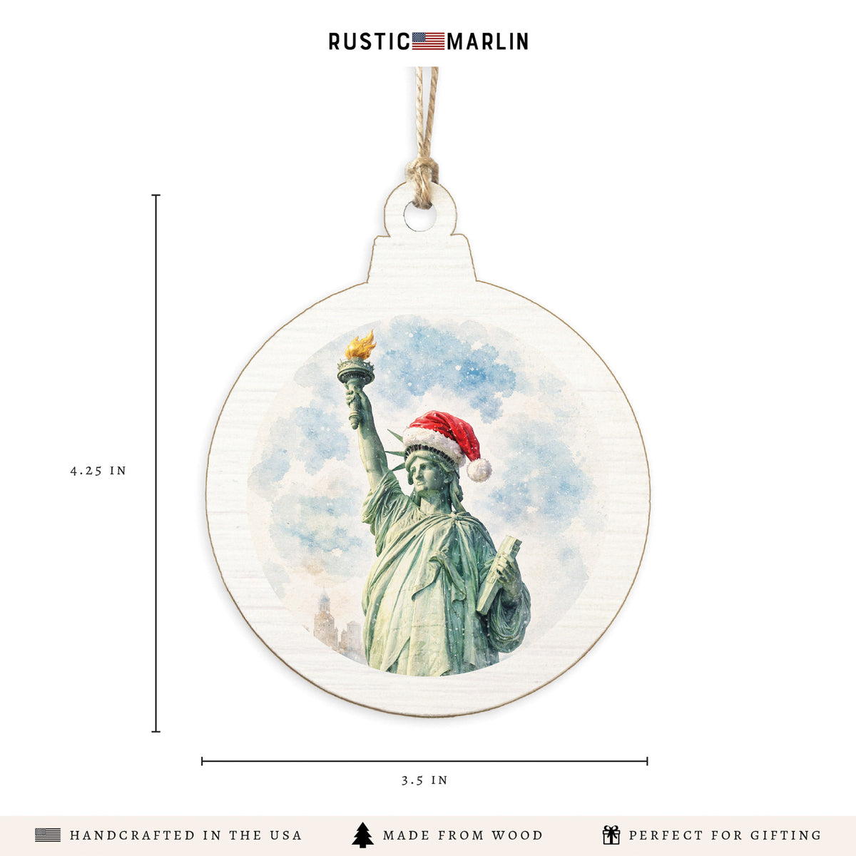 New York Santa Statue Of Liberty Ornament