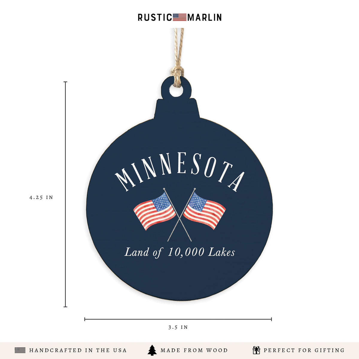 Minnesota Crosssed Flags Ornament