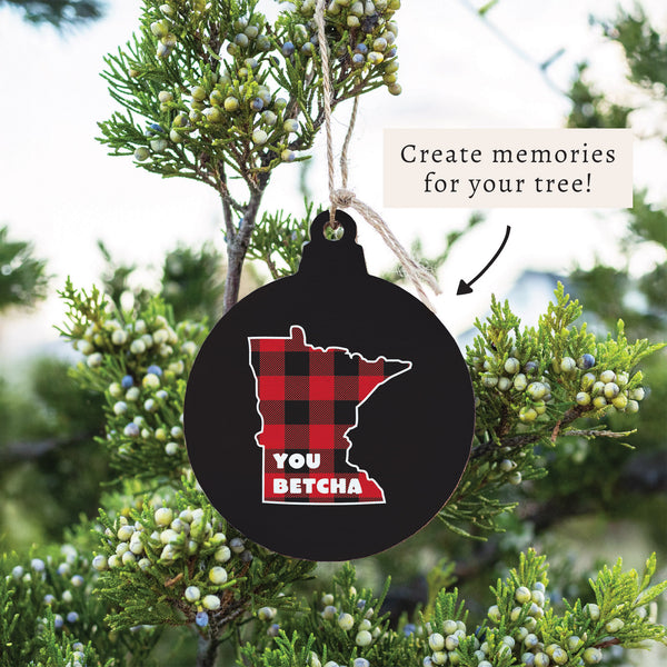 Minnesota You Betcha Plaid Ornament