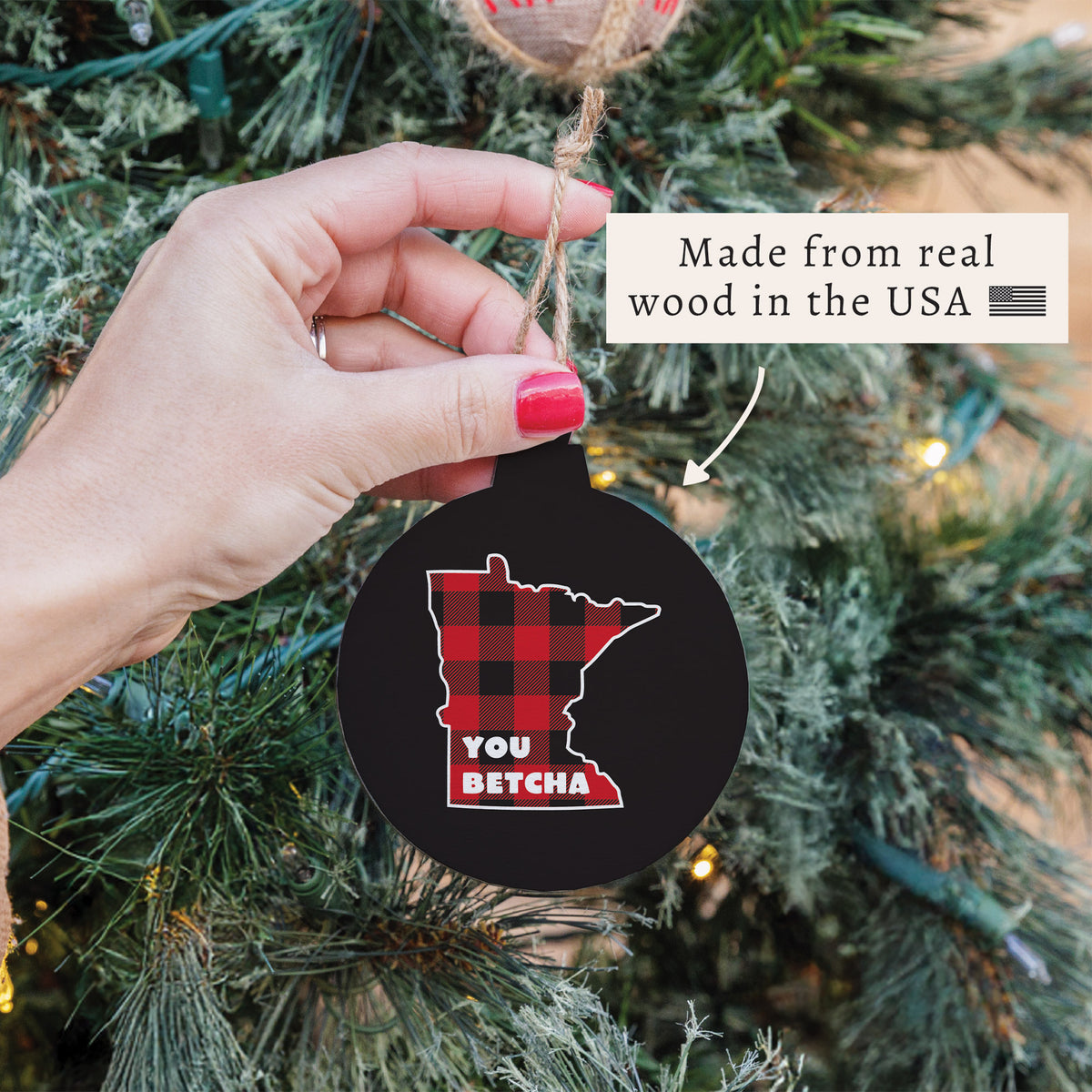 Minnesota You Betcha Plaid Ornament