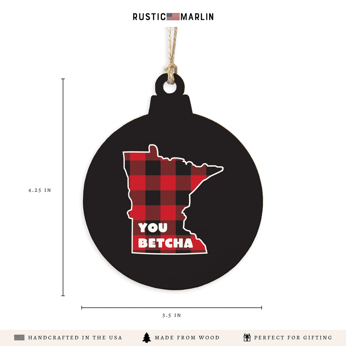 Minnesota You Betcha Plaid Ornament