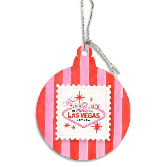 Las Vegas Just Married Stripes Ornament