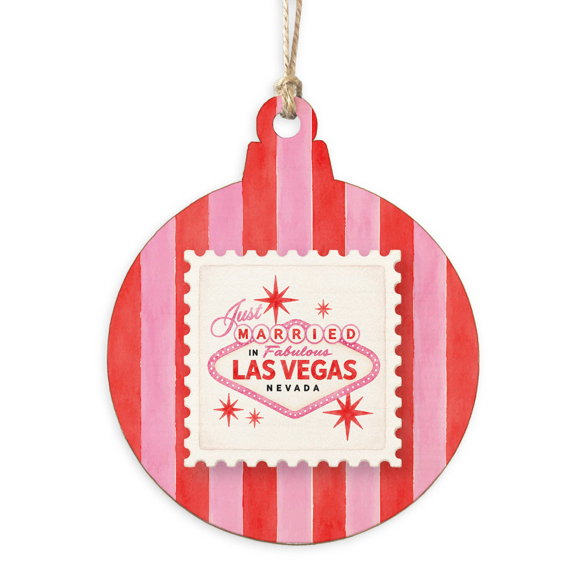 Las Vegas Just Married Stripes Ornament