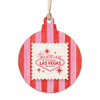 Las Vegas Just Married Stripes Ornament