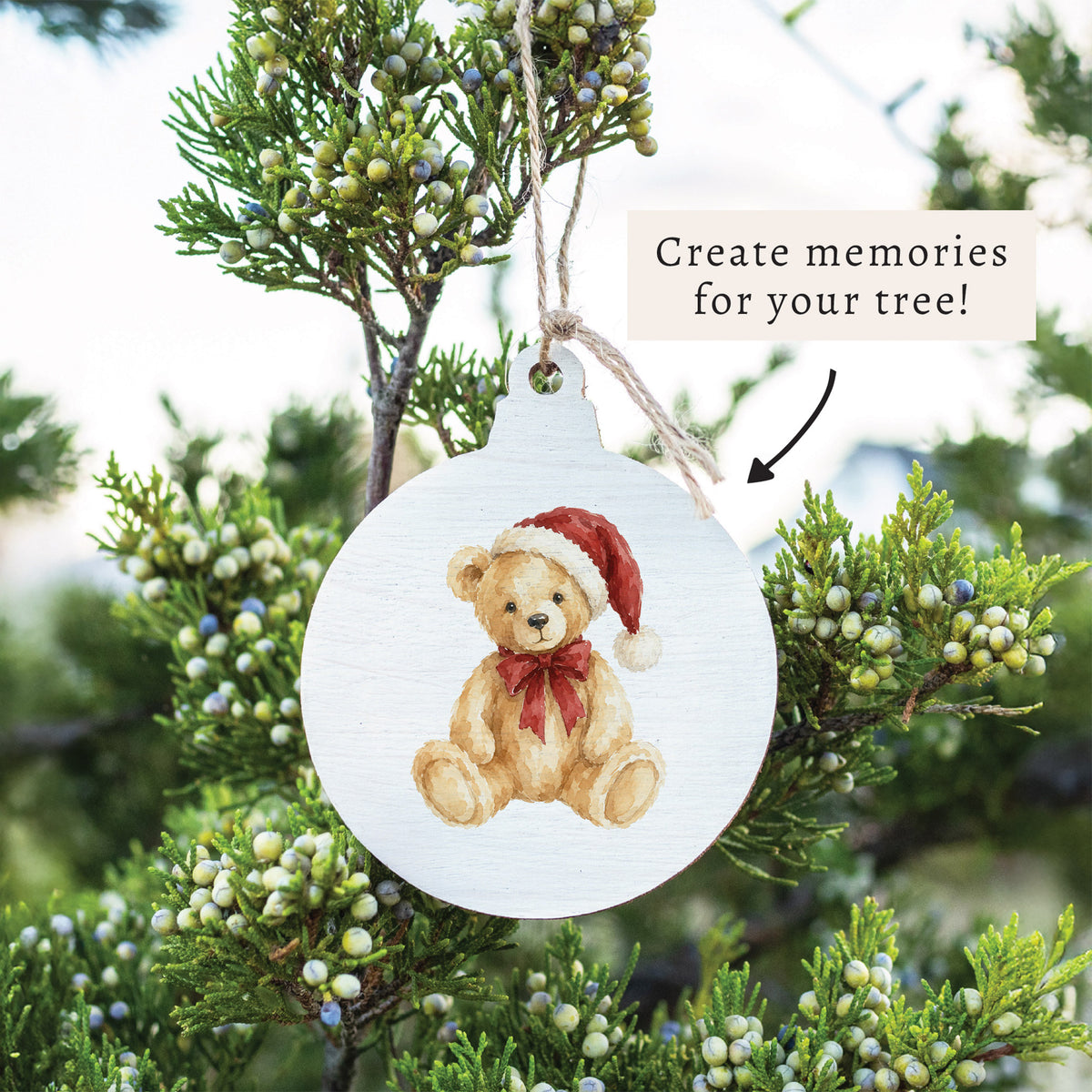 Santa Hat Teddy Bear Ornament
