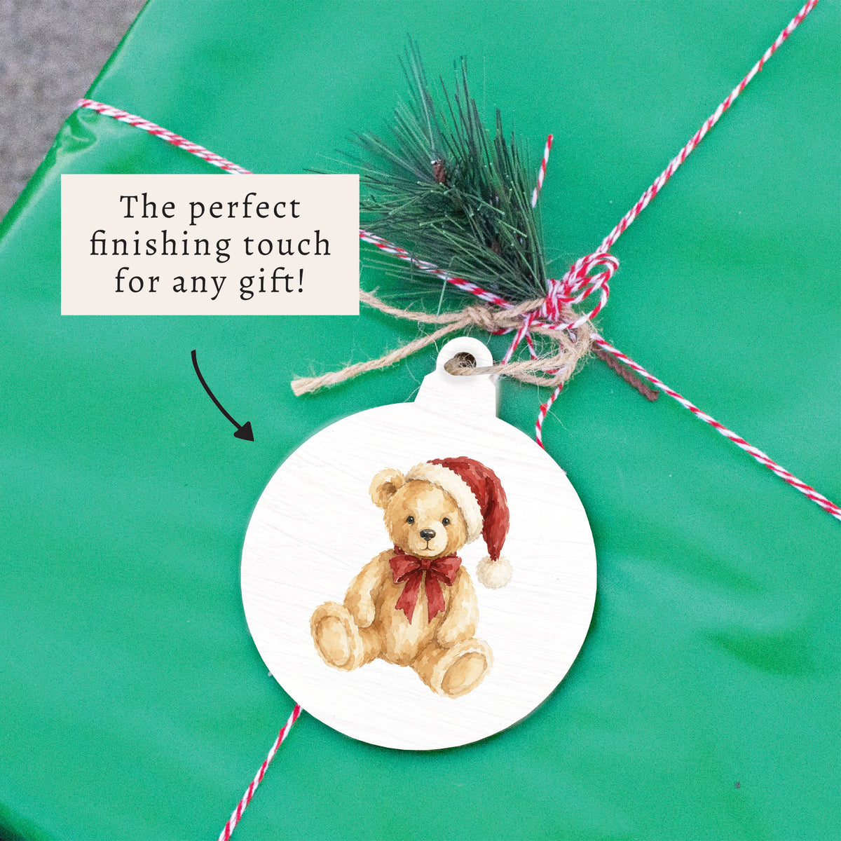 Santa Hat Teddy Bear Ornament