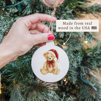 Santa Hat Teddy Bear Ornament