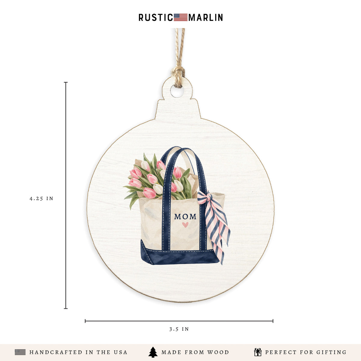 Mom Tulips Boat Tote Ornament