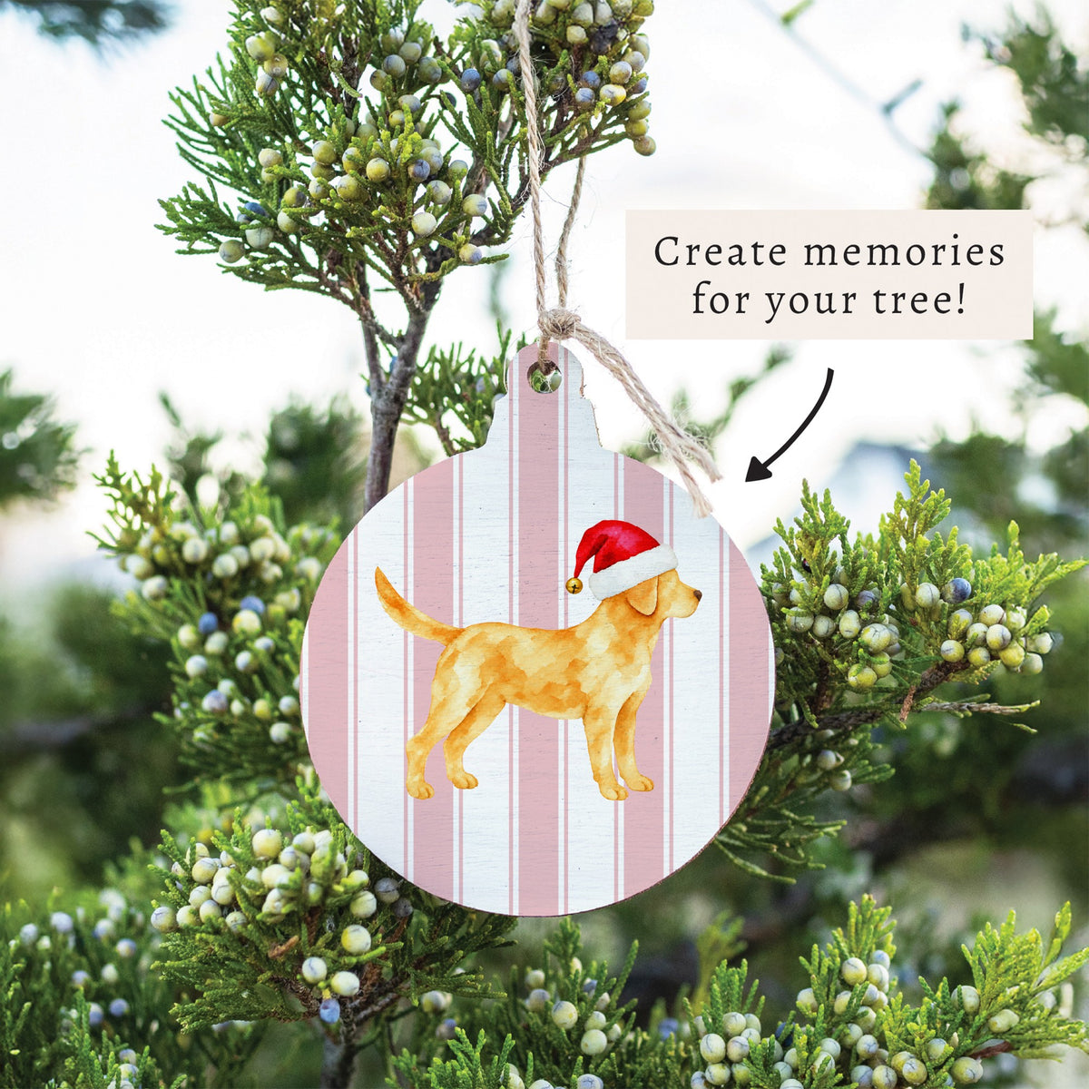 Yellow Lab Santa Hat Ornament