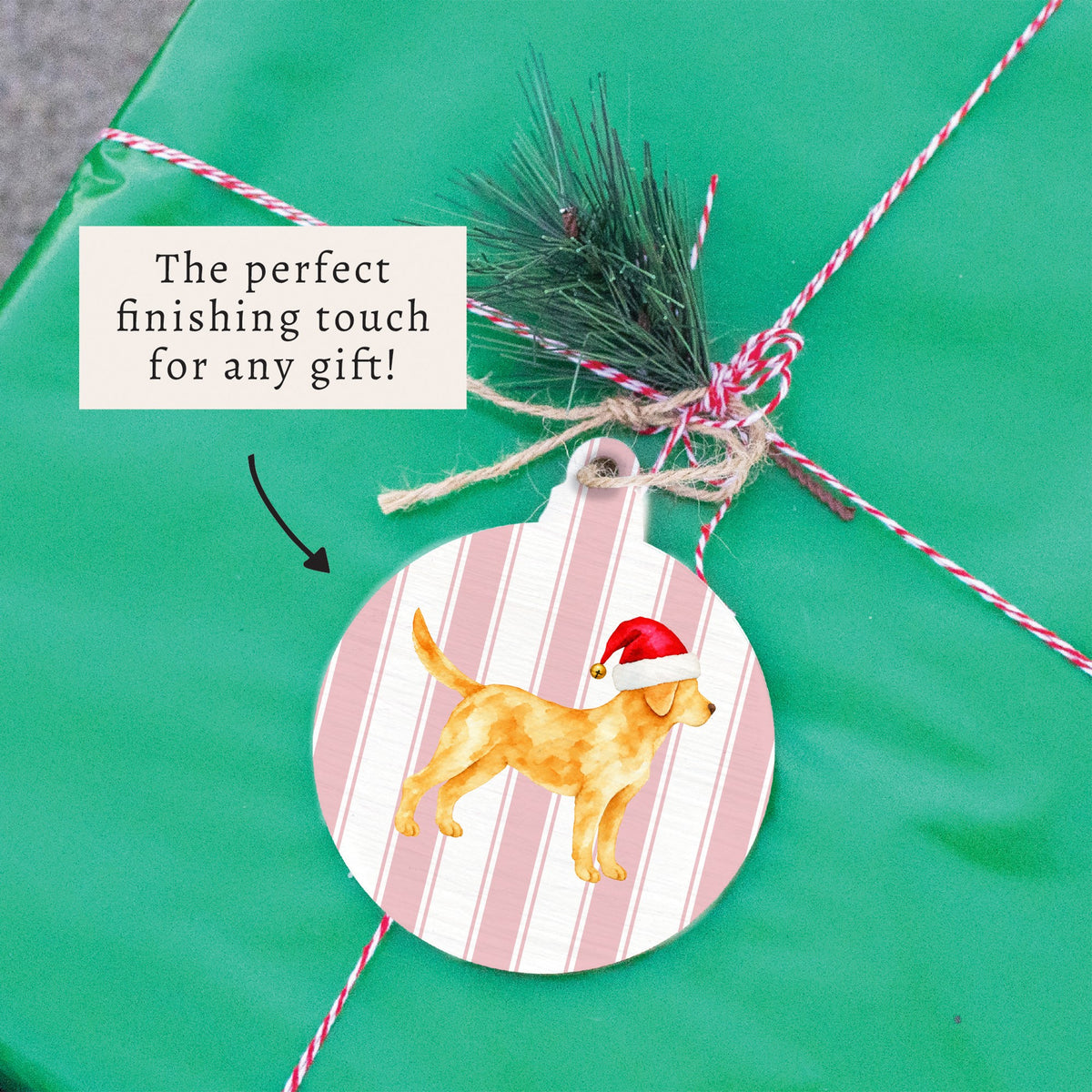 Yellow Lab Santa Hat Ornament