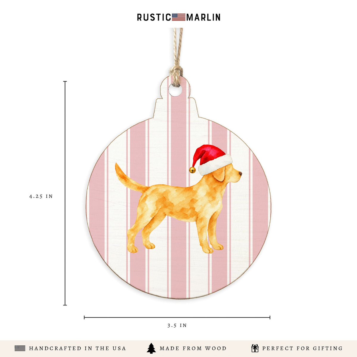 Yellow Lab Santa Hat Ornament