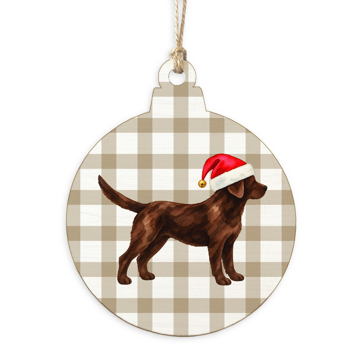 Chocolate Lab Santa Hat Ornament