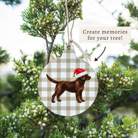 Chocolate Lab Santa Hat Ornament
