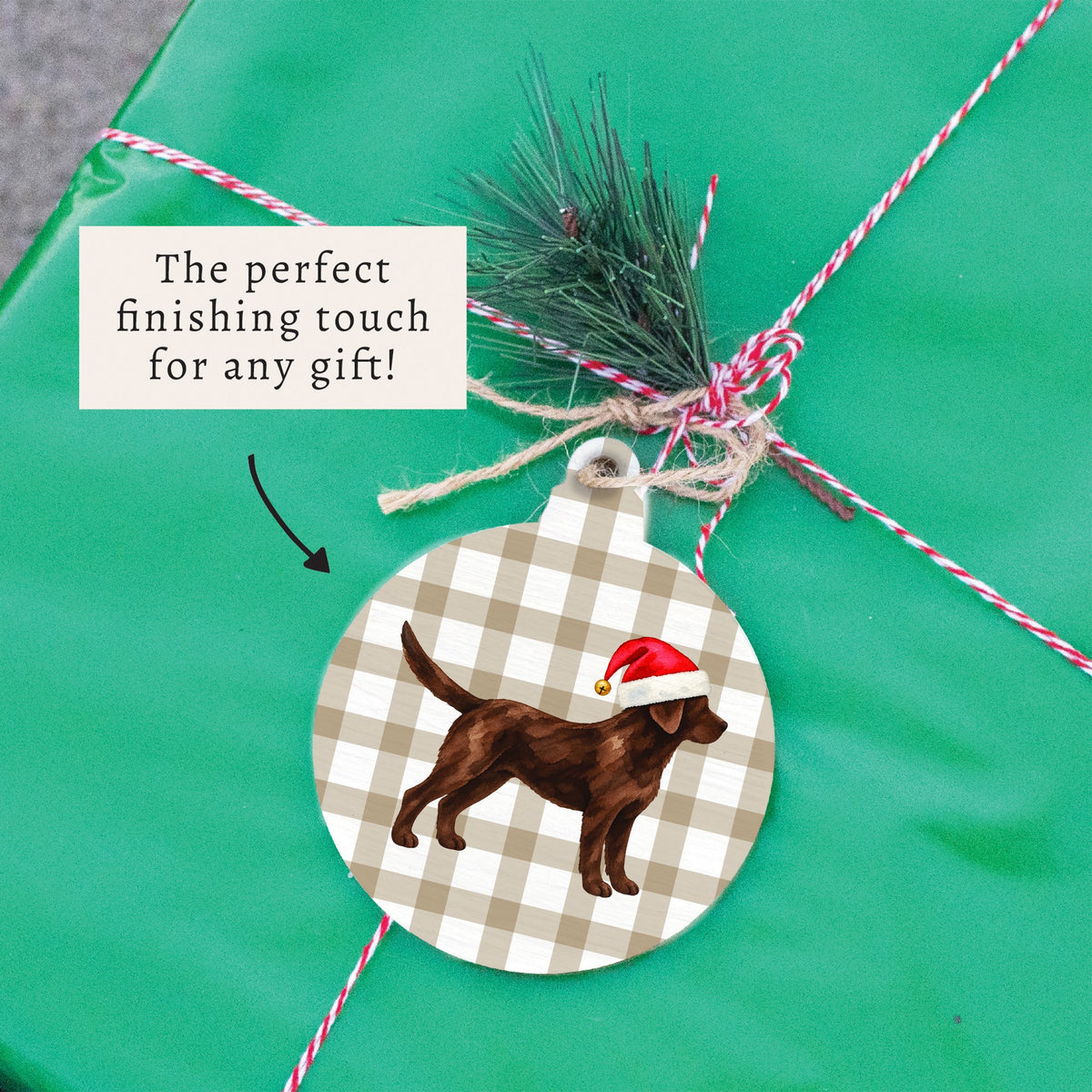 Chocolate Lab Santa Hat Ornament