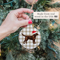 Chocolate Lab Santa Hat Ornament