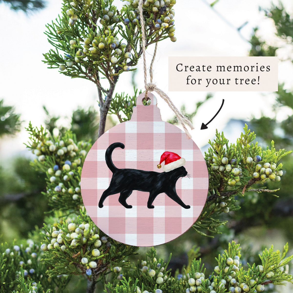 Black Cat Santa Hat Ornament
