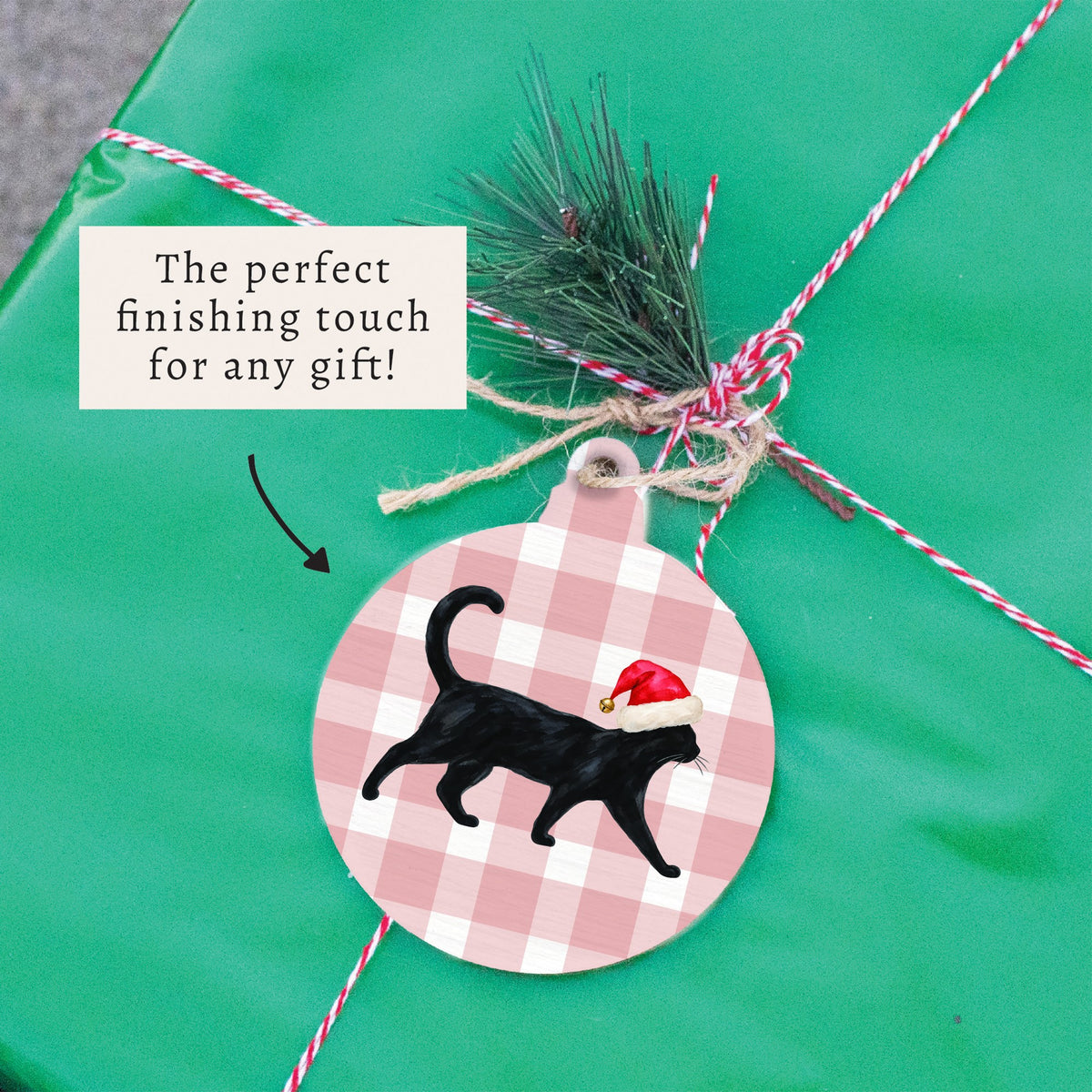 Black Cat Santa Hat Ornament