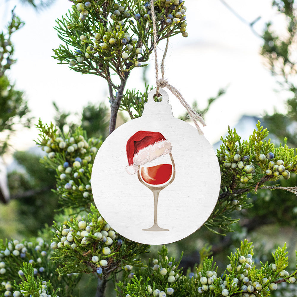 Santa Wine Bulb Ornament