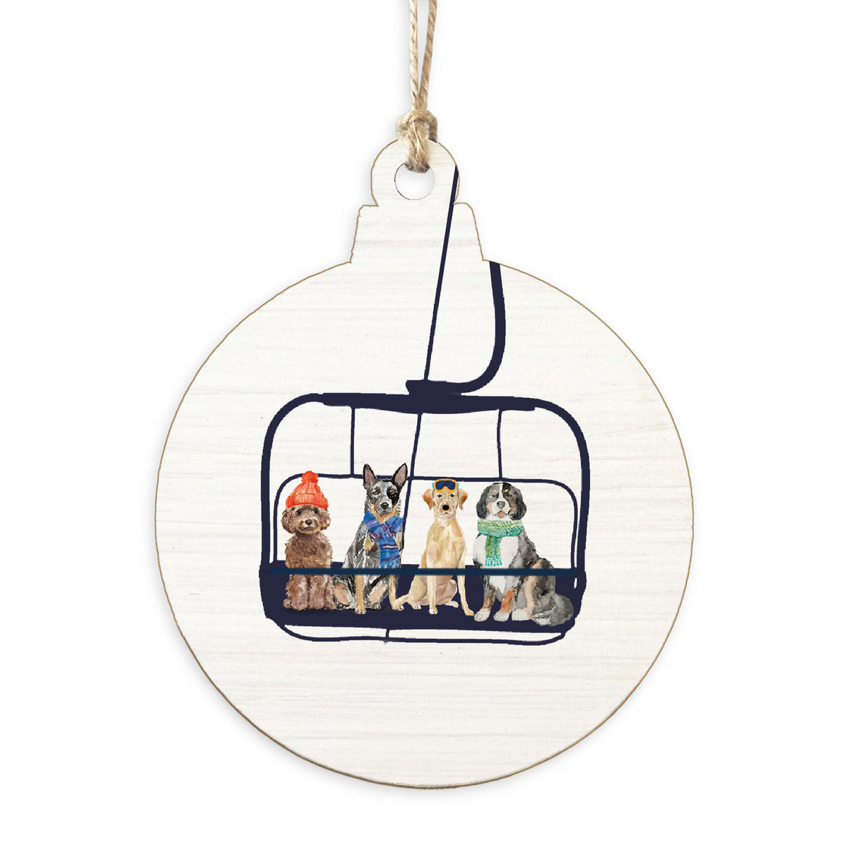 Dogs Ski Lift Ornament