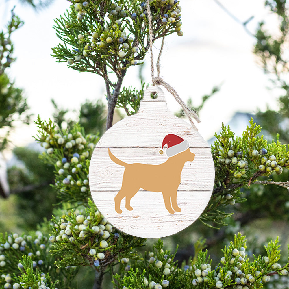 Golden Santa Dog Bulb Ornament