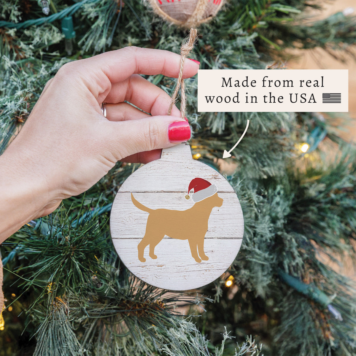 Santa Golden Dog Ornament
