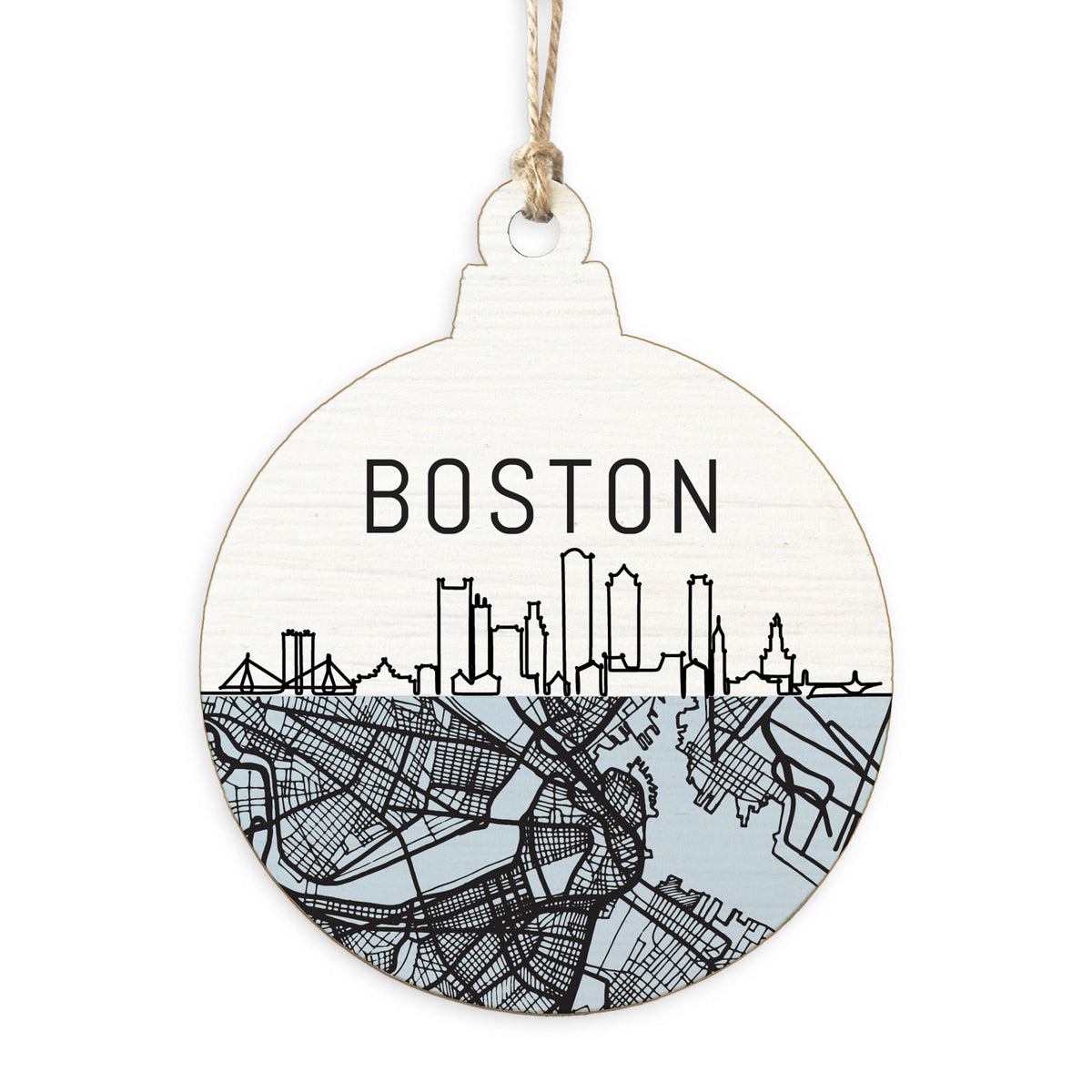 Boston City Map Ornament