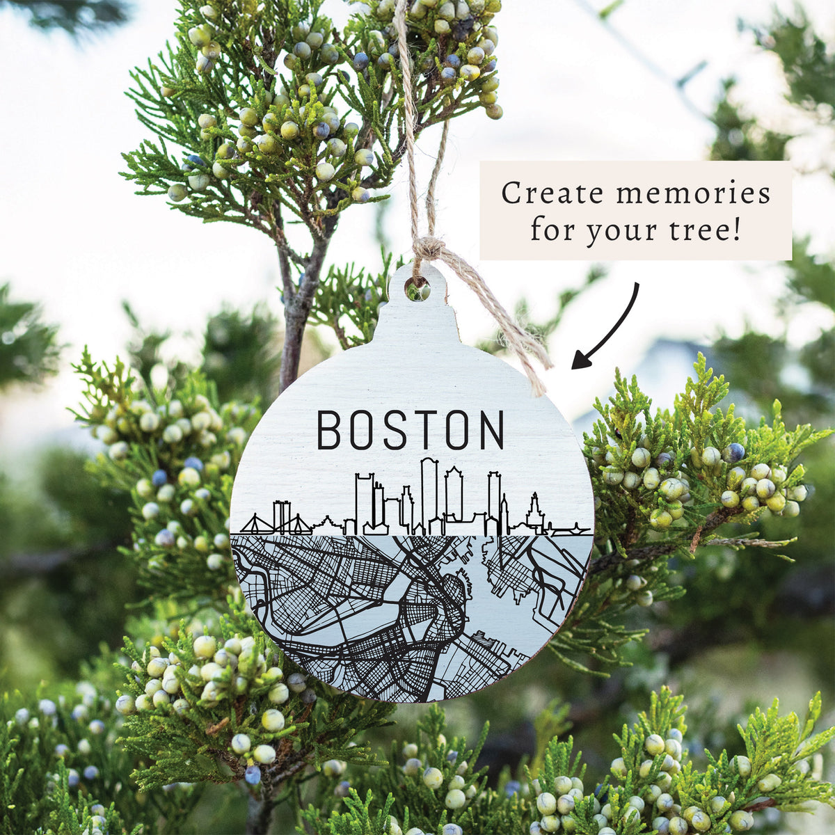 Boston City Map Ornament