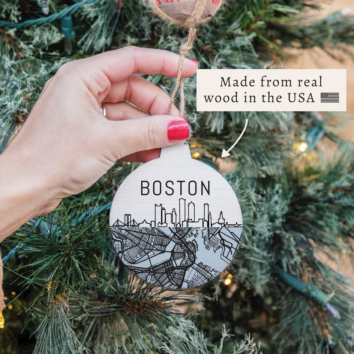 Boston City Map Ornament