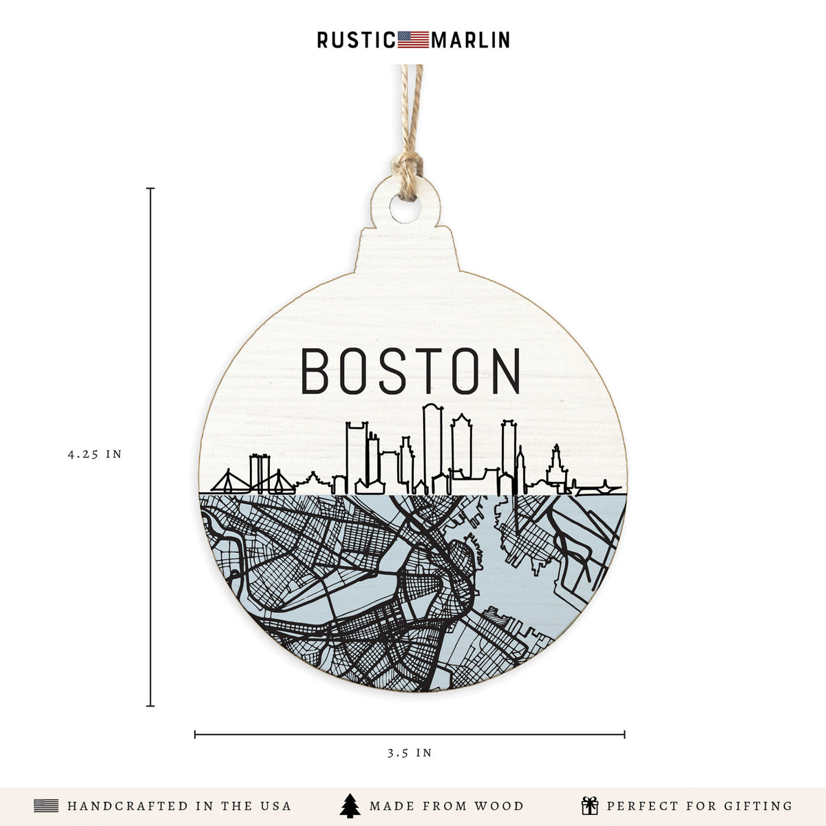 Boston City Map Ornament
