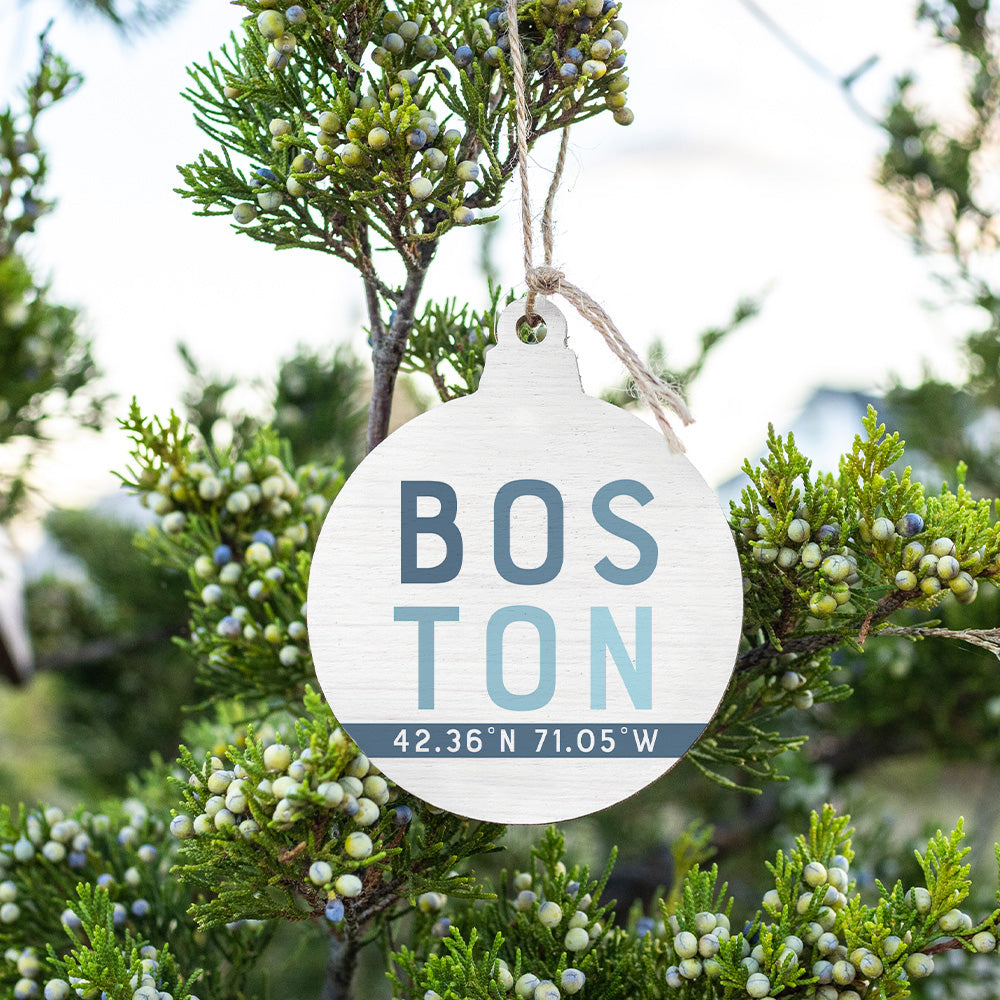Boston Coordinates Bulb Ornament