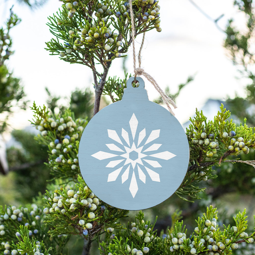 Light Blue Snowflake Bulb Ornament