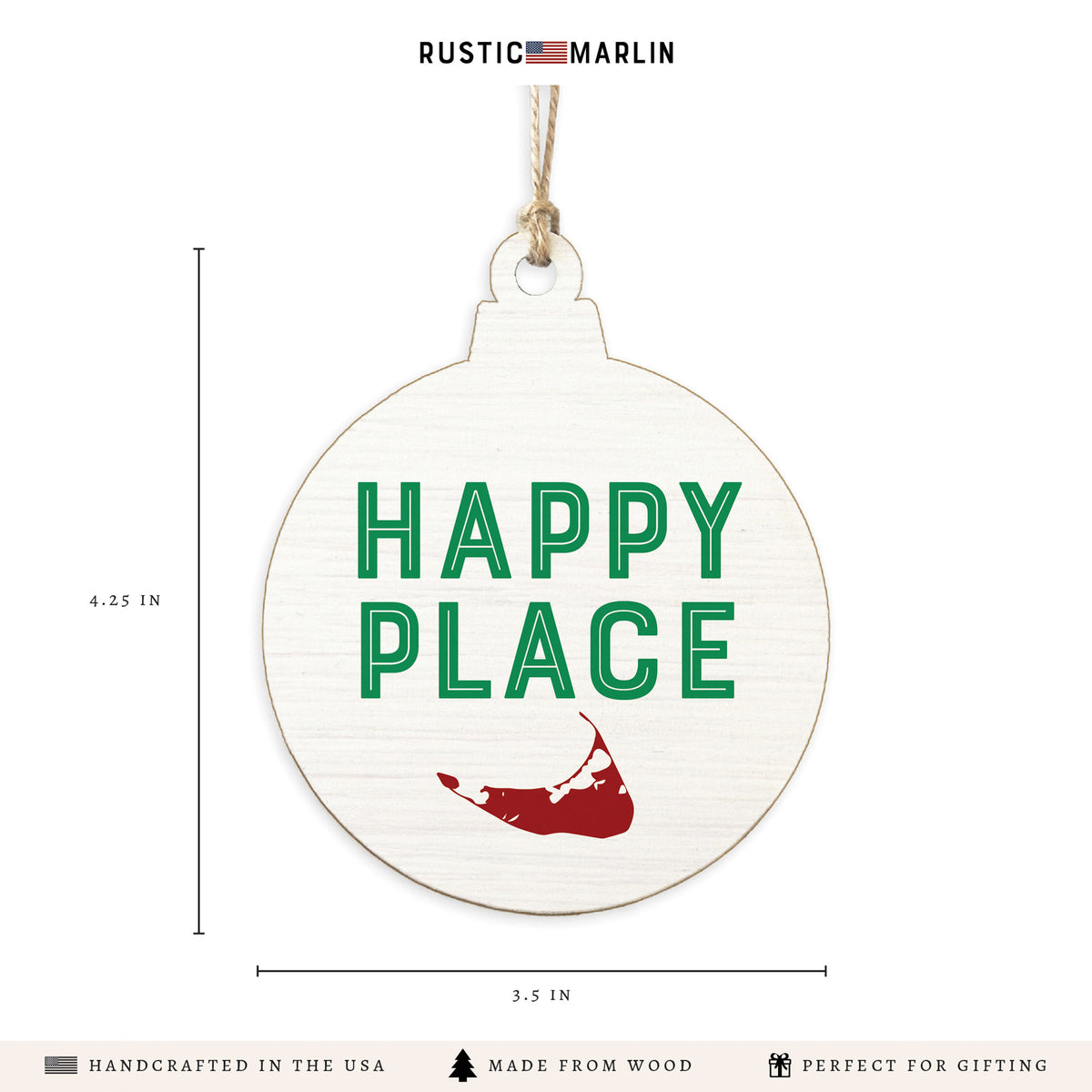 Nantucket Happy Place Ornament