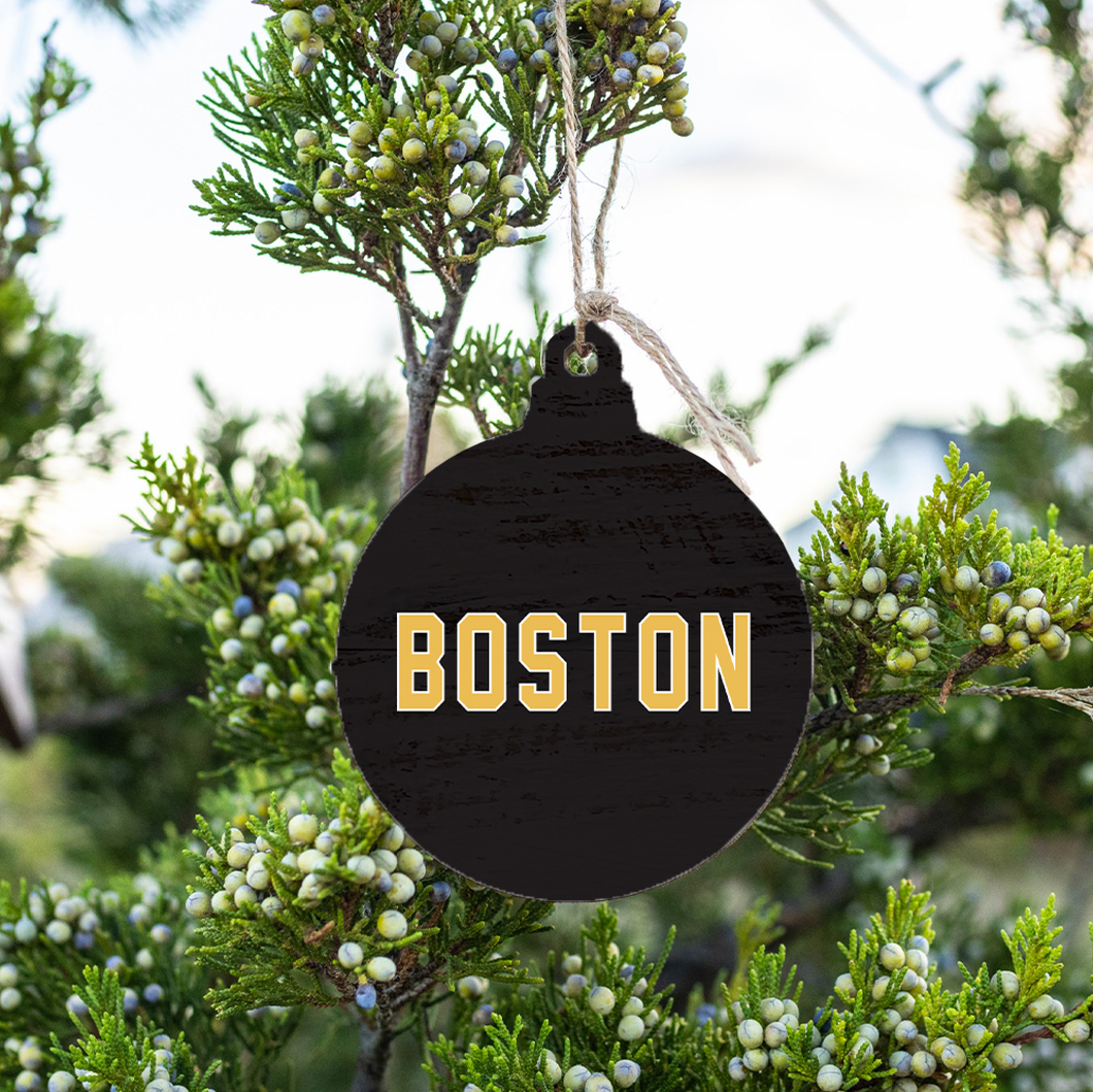 Black and Gold Boston Bulb Ornament
