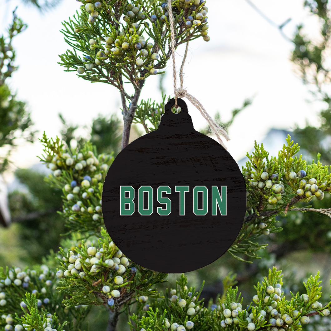 Green and Black Boston Bulb Ornament