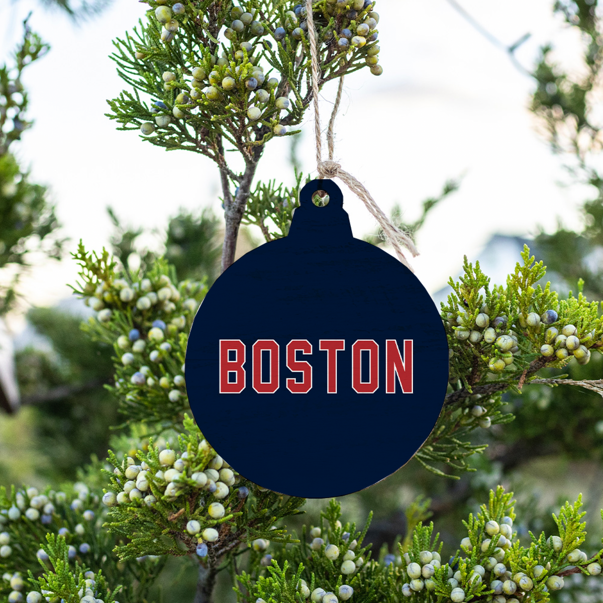 Red and Blue Boston Bulb Ornament