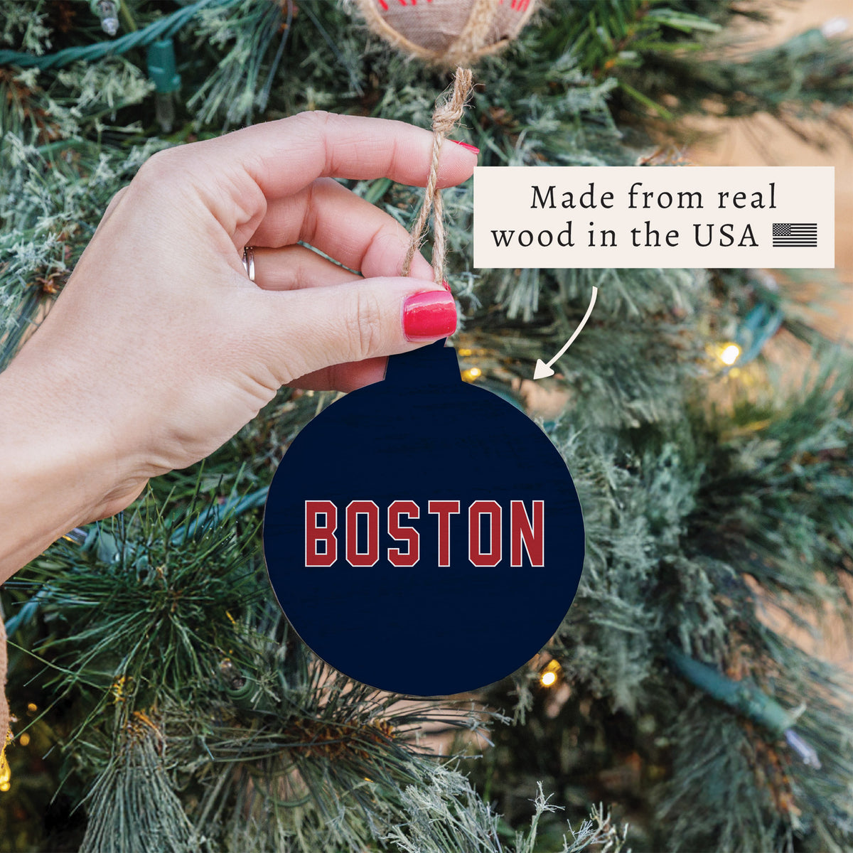 Boston Red and Blue Ornament