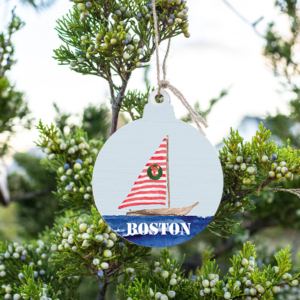 Boston Sailboat Bulb Ornament