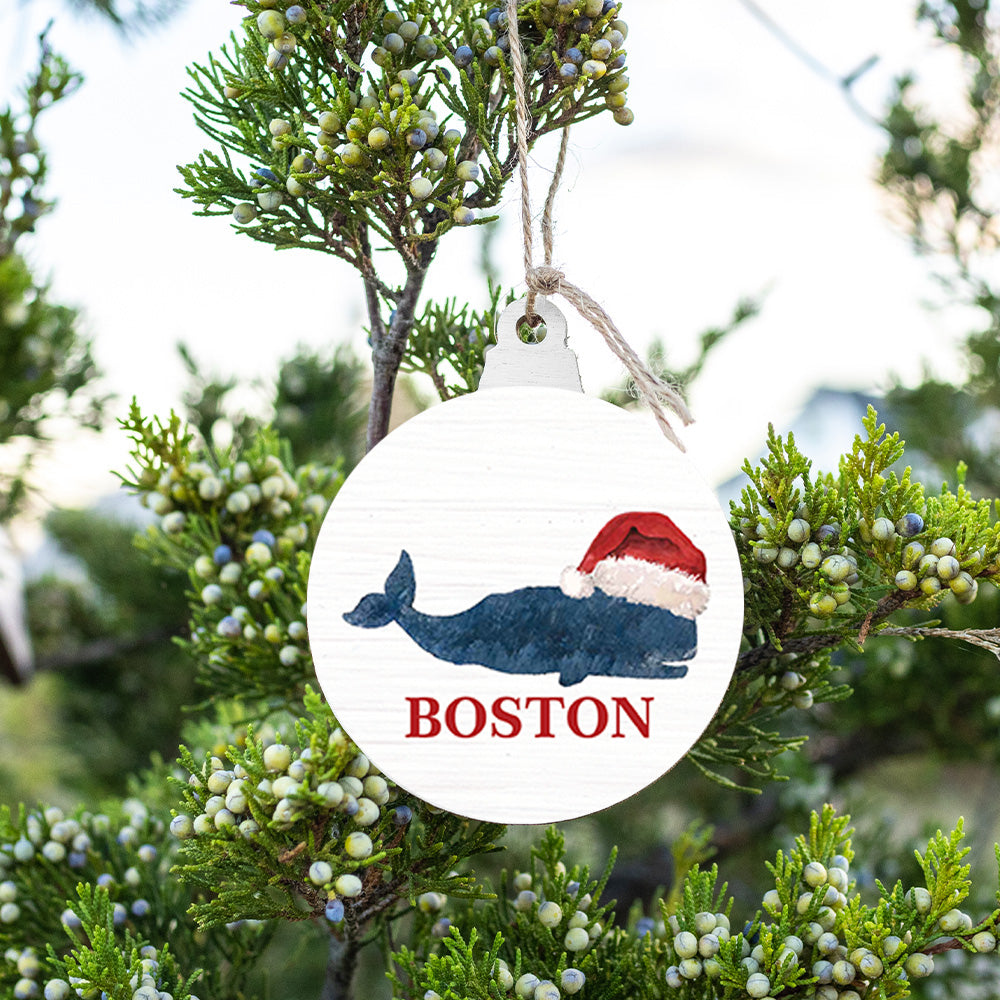 Santa Whale Personalized Ornament