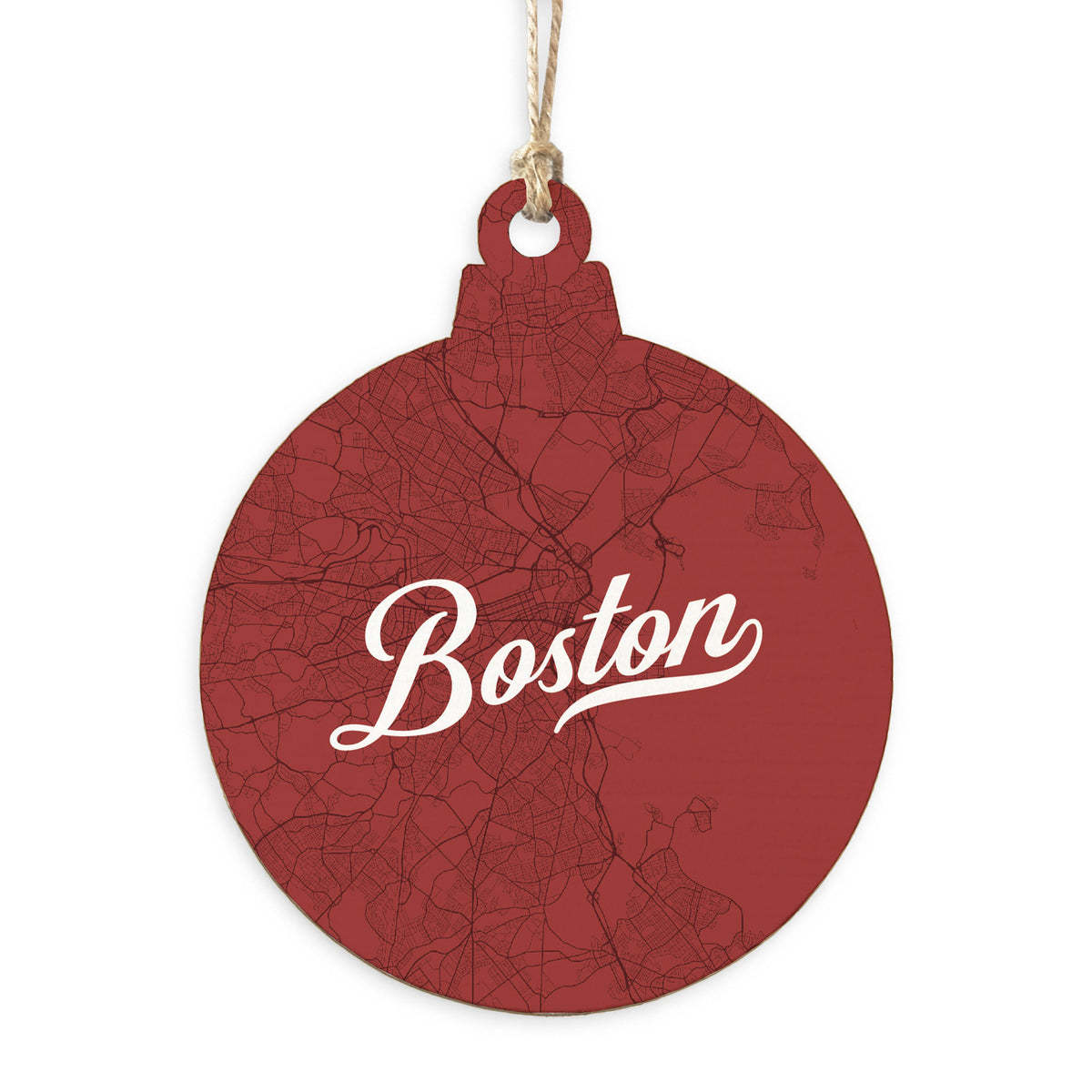 Boston Brownstone Red Map Ornament