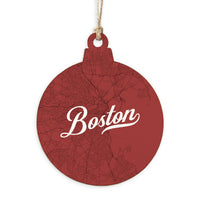 Boston Brownstone Red Map Ornament