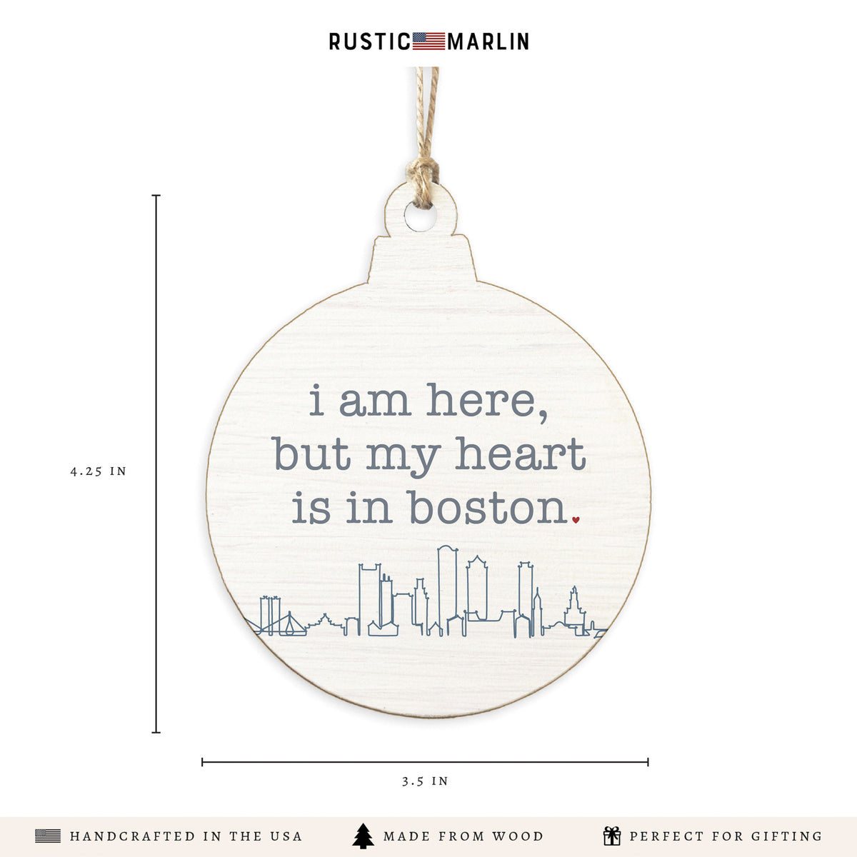 My Heart is in Boston Ornament
