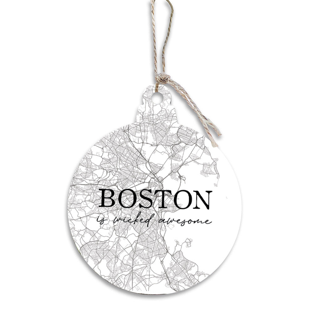 Boston is Wicked Awesome Coordinates Bulb Ornament