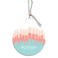 Boston Pastel Skyline Bulb Ornament