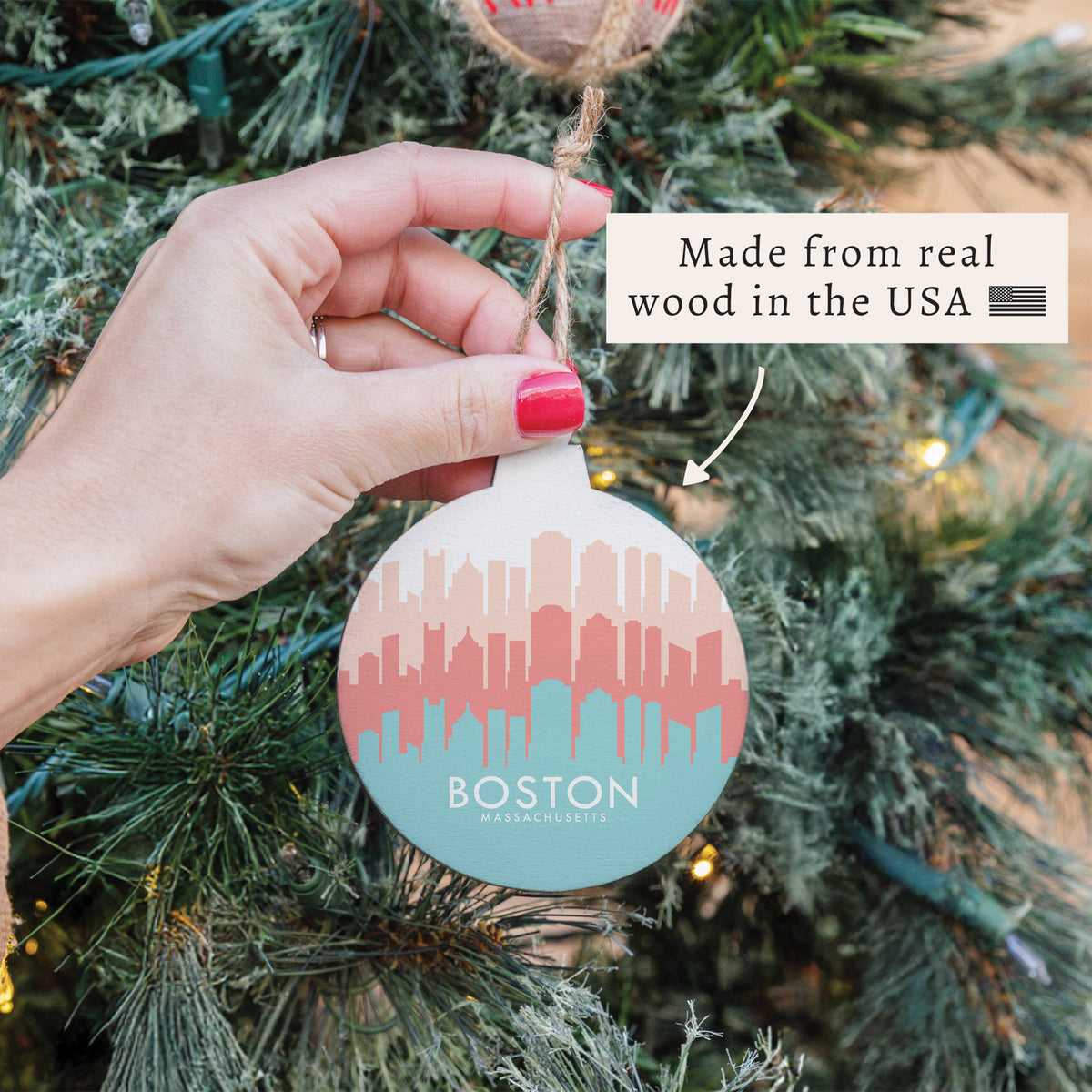 Boston Pastel Skyline Ornament