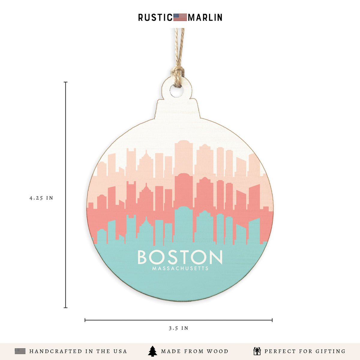 Boston Pastel Skyline Ornament