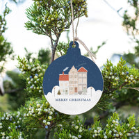 Vintage Christmas Village Bulb Ornament