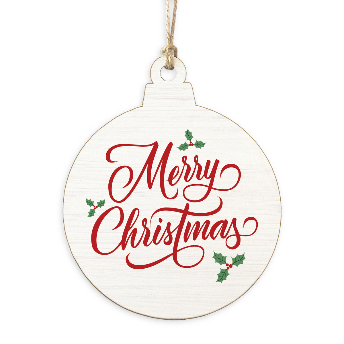 Merry Christmas Holly Ornament