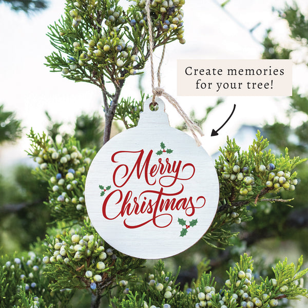 Merry Christmas Holly Ornament