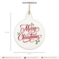 Merry Christmas Holly Ornament