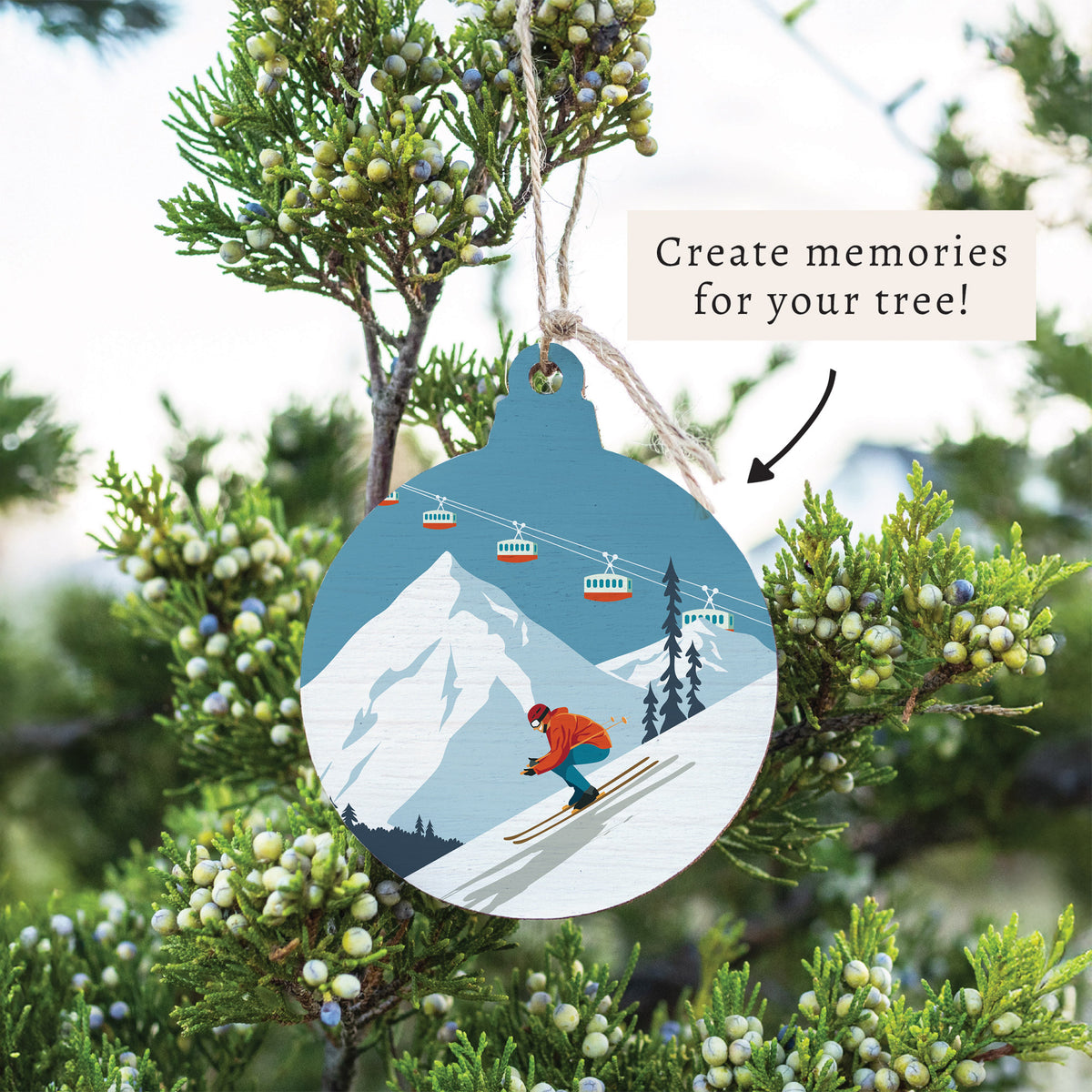 Bluebird Ski Day Ornament